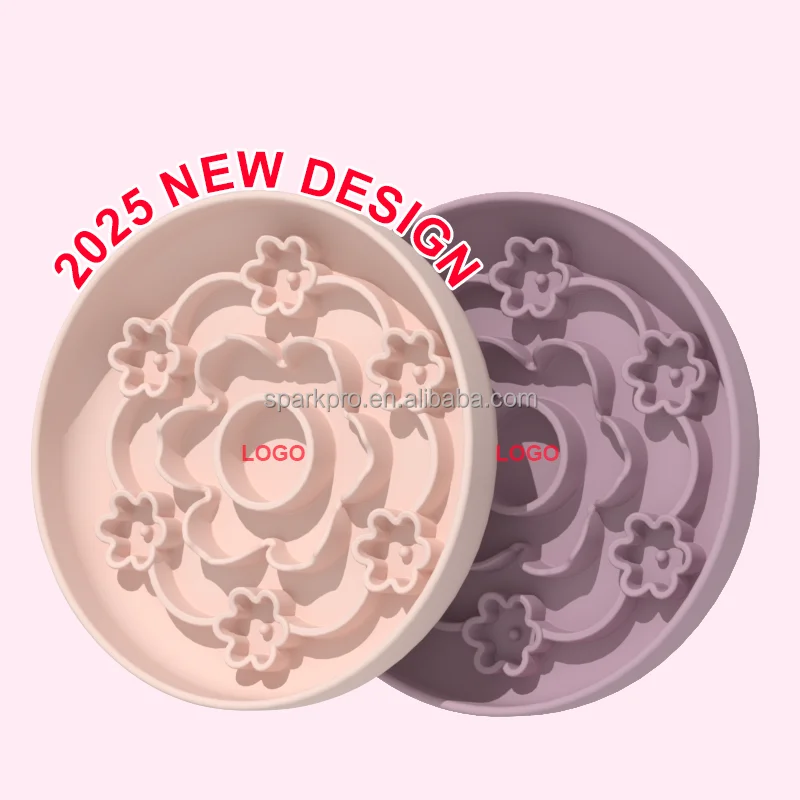 2025 New Design Garland Silicone Dog Food Bowls Dishwasher Safe Slow Feed Dog Dishes for Small Medium Breed