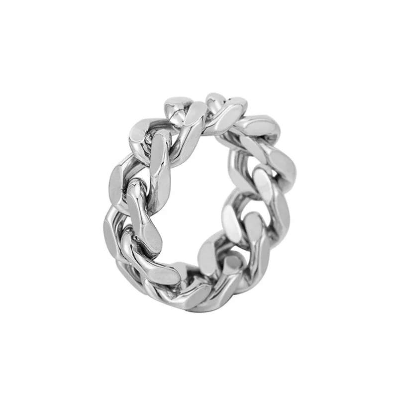 

2021 new cool style punk titanium steel smooth men's chain ring, Picture shows
