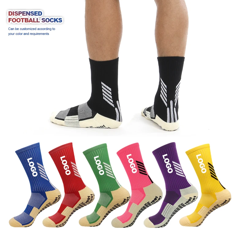 

High Quality Hot Sale Fashion Design Crew Non-Slip Football Soccer Basketball Training Anti Slip Sport Socks For Men, Custom color