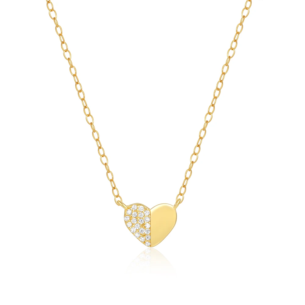 Fashion Jewelry Necklace 925 Sterling Silver Heart Necklace Diamond Gold Plated Necklaces Jewelry for Women