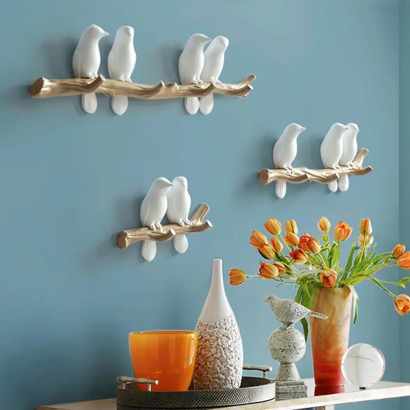 

Wall Holder Living Room Hanger Resin Bird Hanger Key Kitchen Coat Clothes Towel Hooks Hat Handbag Holder Decorations Home Access