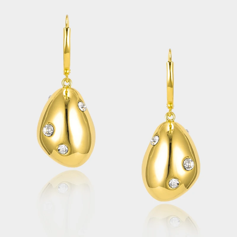 

Fashionable Ear Clasp High Quality Gold Plated Drop Egg-shaped Irregular Gold Ball Earrings, Picture shows