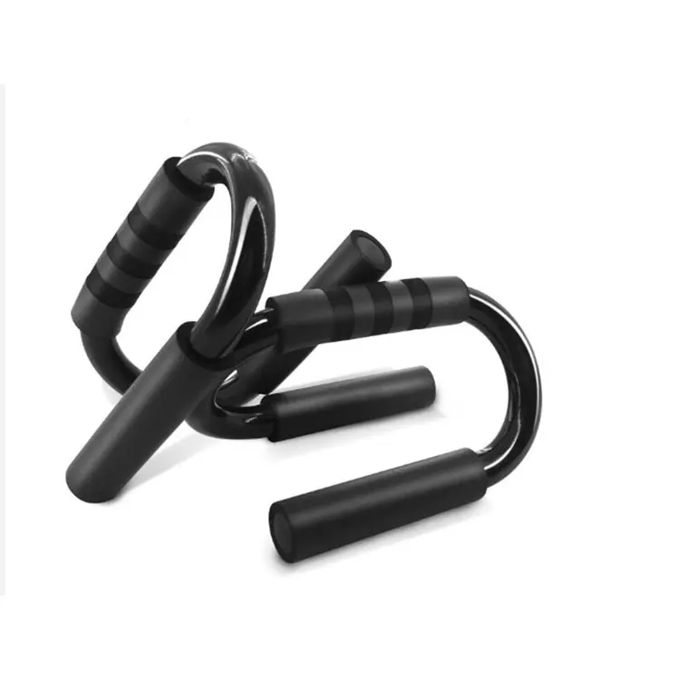 

Fitness Training Steel And Foam Handle S Shape Push Up Bar Stands, Black
