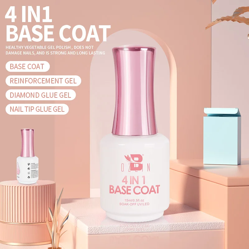 

4 in 1 Base Coat Gel Glue as Nail Glue Reinforcement stick Drill Soak Off Gel 15ml Base Coat Nail Polish