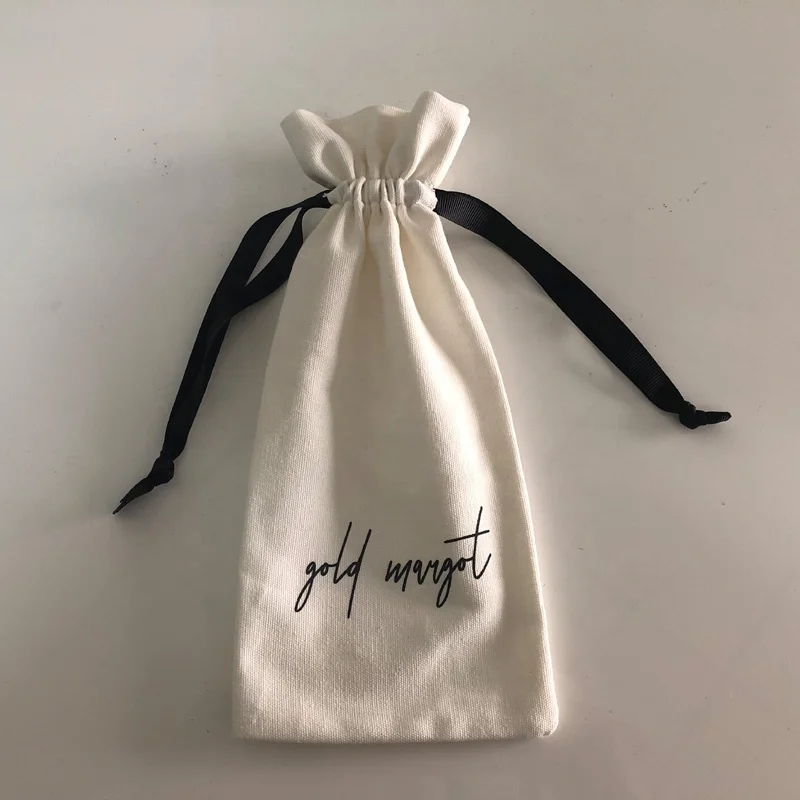 

Custom Logo Printed Cotton Canvas Drawstring Gift Pouch Eco Cotton Bag, Natural color, off white color, white color, black color , red etc