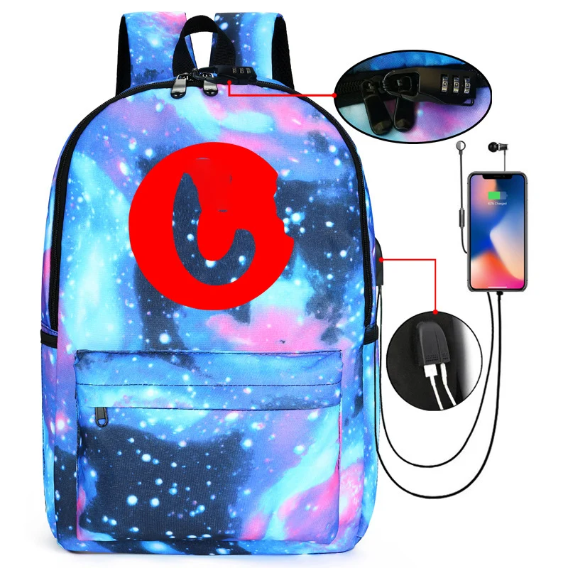 

American Design Teenager Men Women Travel School Bag USB Laptop Book Cookie Backpack