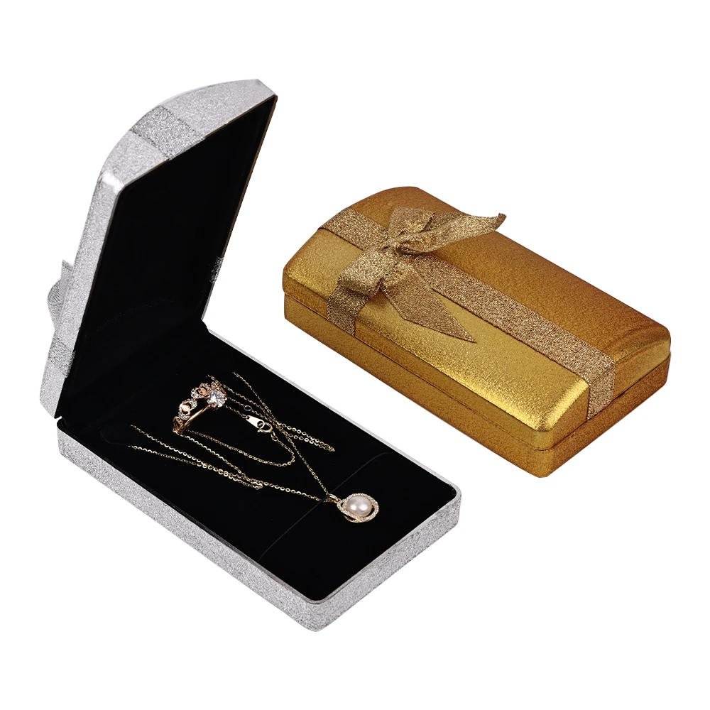 

Low MOQ Plastic Necklace Box Square Jewelry Packing Box, Gold,silver