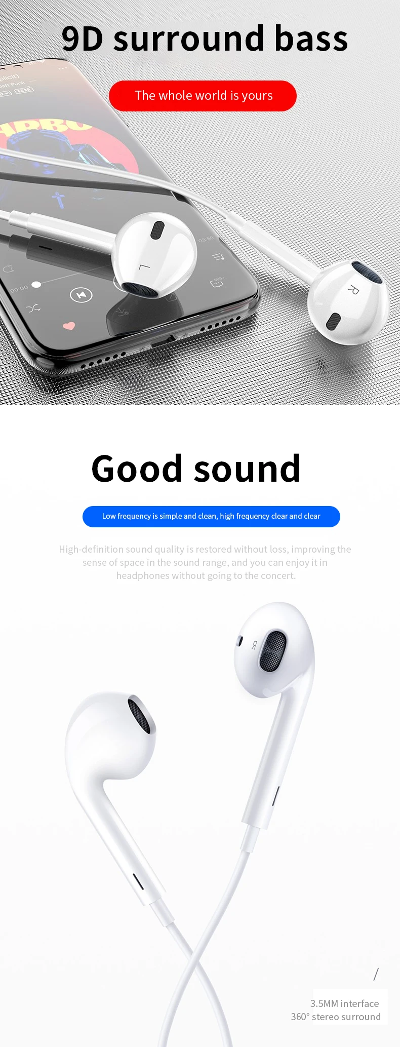 Effie Mei 1.2m handsfree super bass in-ear wired bluetooth earphone earbuds headphone earphone for IOS iphone phones - ANKUX.COM