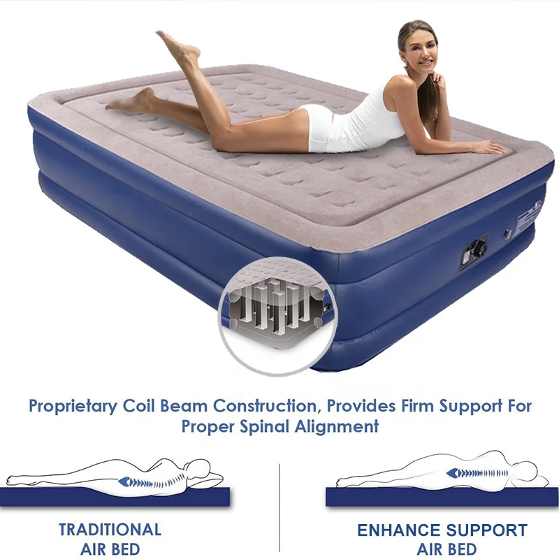 P&d Inflatable Bedroom Air Bed Mattress With Flocking Cover Queen Size