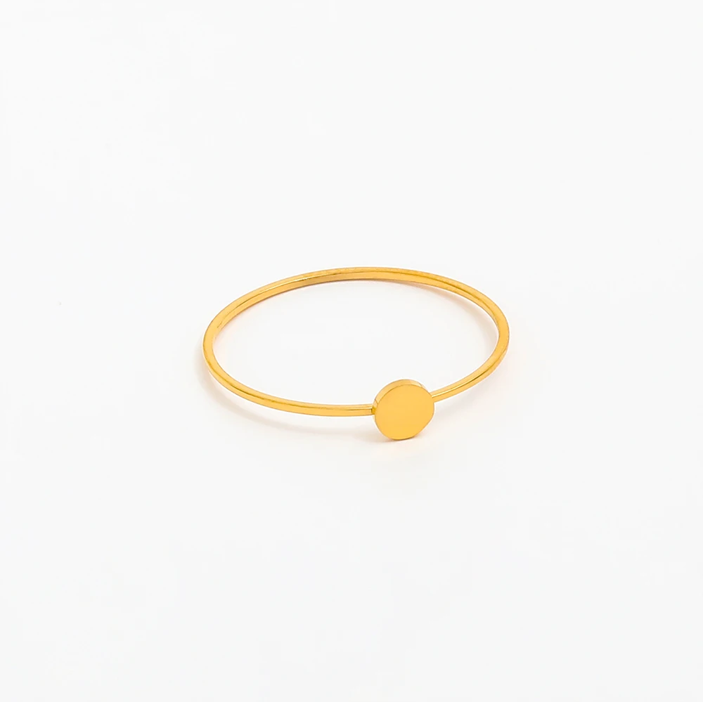 High End 18K Plain Gold Dainty Dot Super Fine Lines Rings Stainless Steel Trendy Simple Gold Plated Jewelry