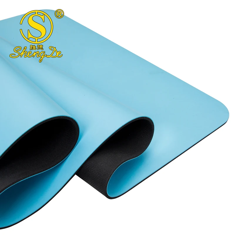 

Eco-friendly non slip 5mm blue PU yoga mat, Blue, or customized