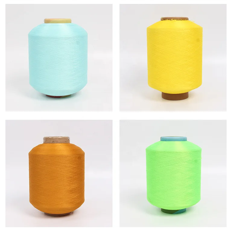 
spandex covered spun polyester yarn dty 150/48 for knitting 