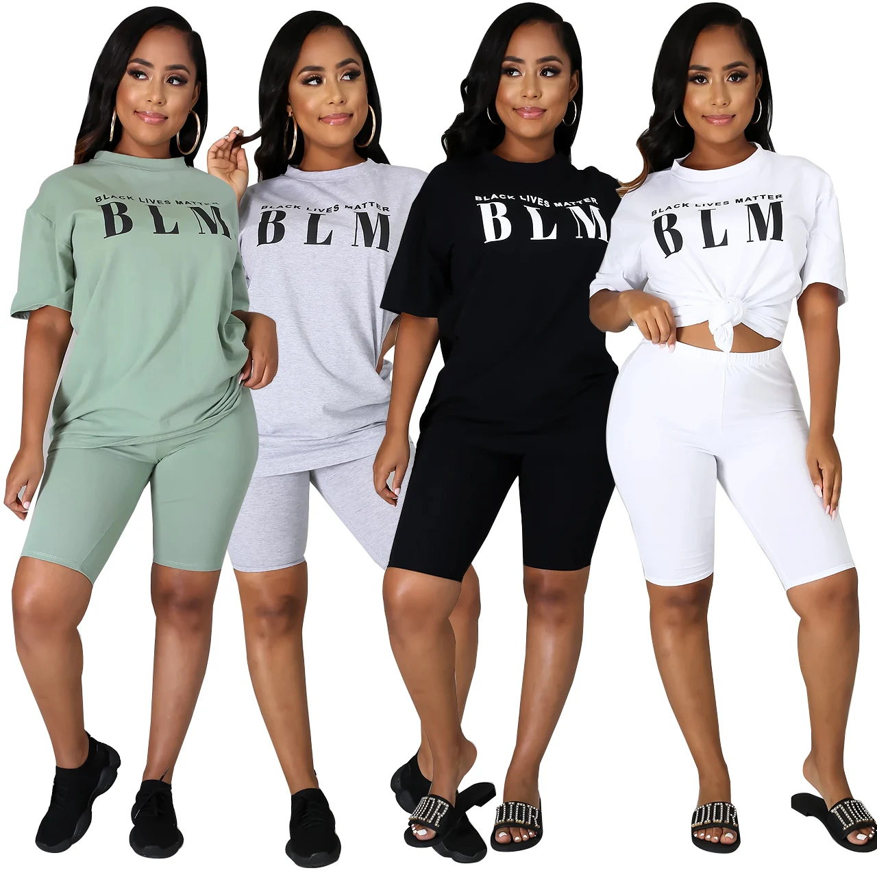 

Bunny BN-8605 Short Sets Sport Wear Girl Dress Black Lives Matter Two 2 Piece Set Women Clothing, Picture