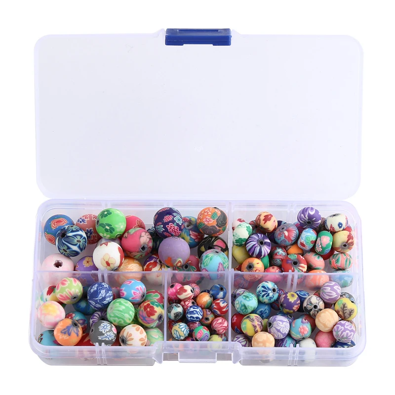 

Amazon hot selling mixed size soft ceramic round beads flat loose beads boxed DIY handmade beads for kids