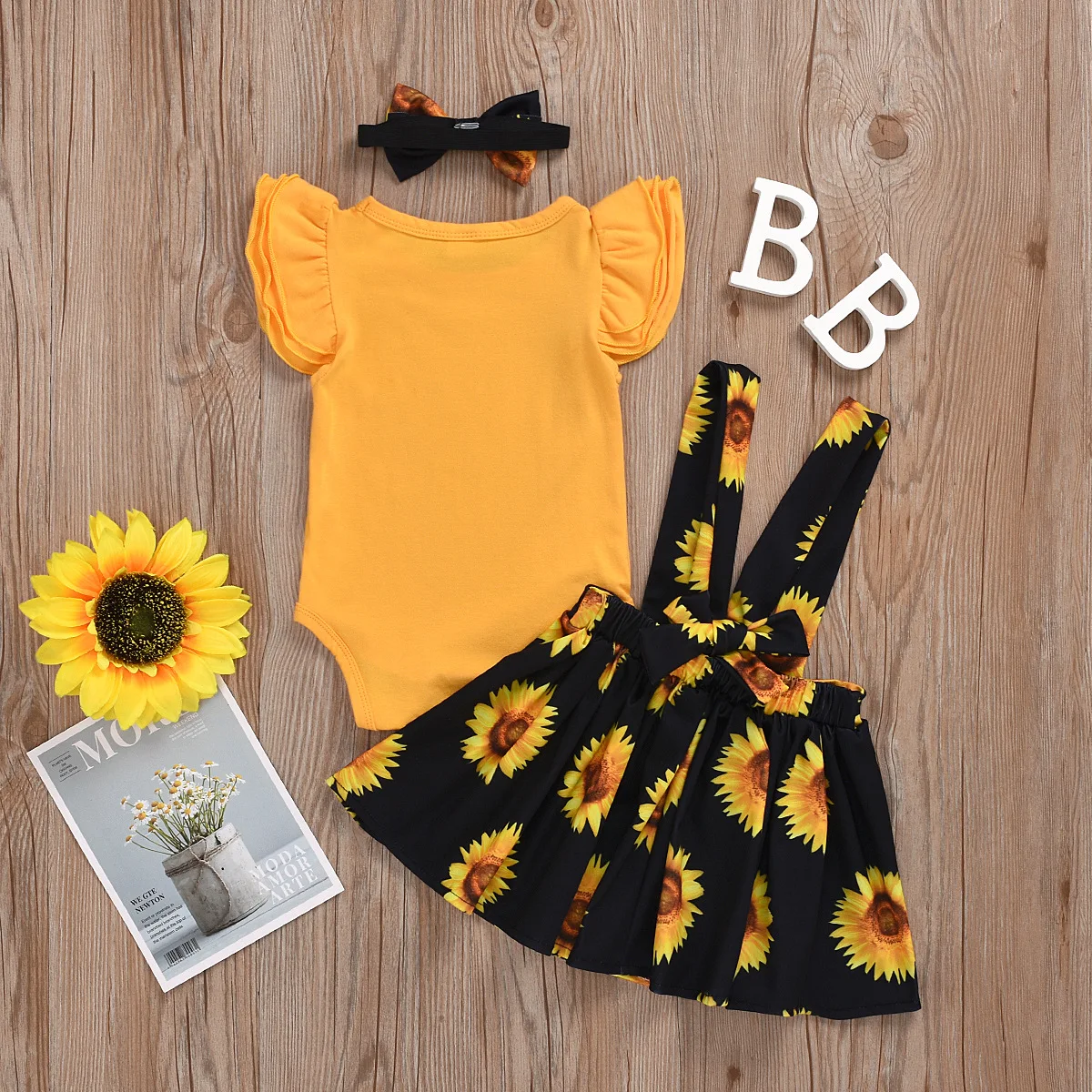 sunflower baby romper
