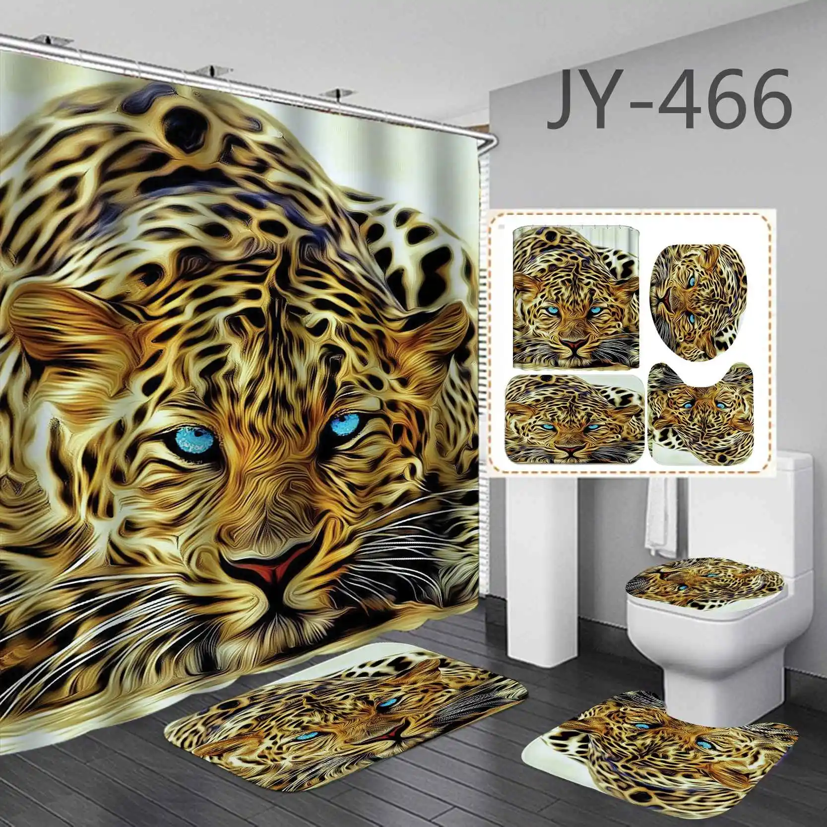 

Majestic animal king of beasts king of the forest tiger lion shower curtain set