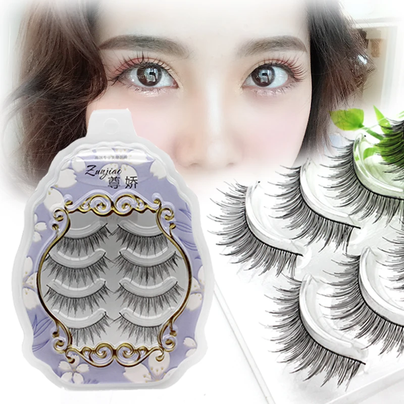 

Custom eyelash packaging box silk human hair eyelash with four pairs, Natural black