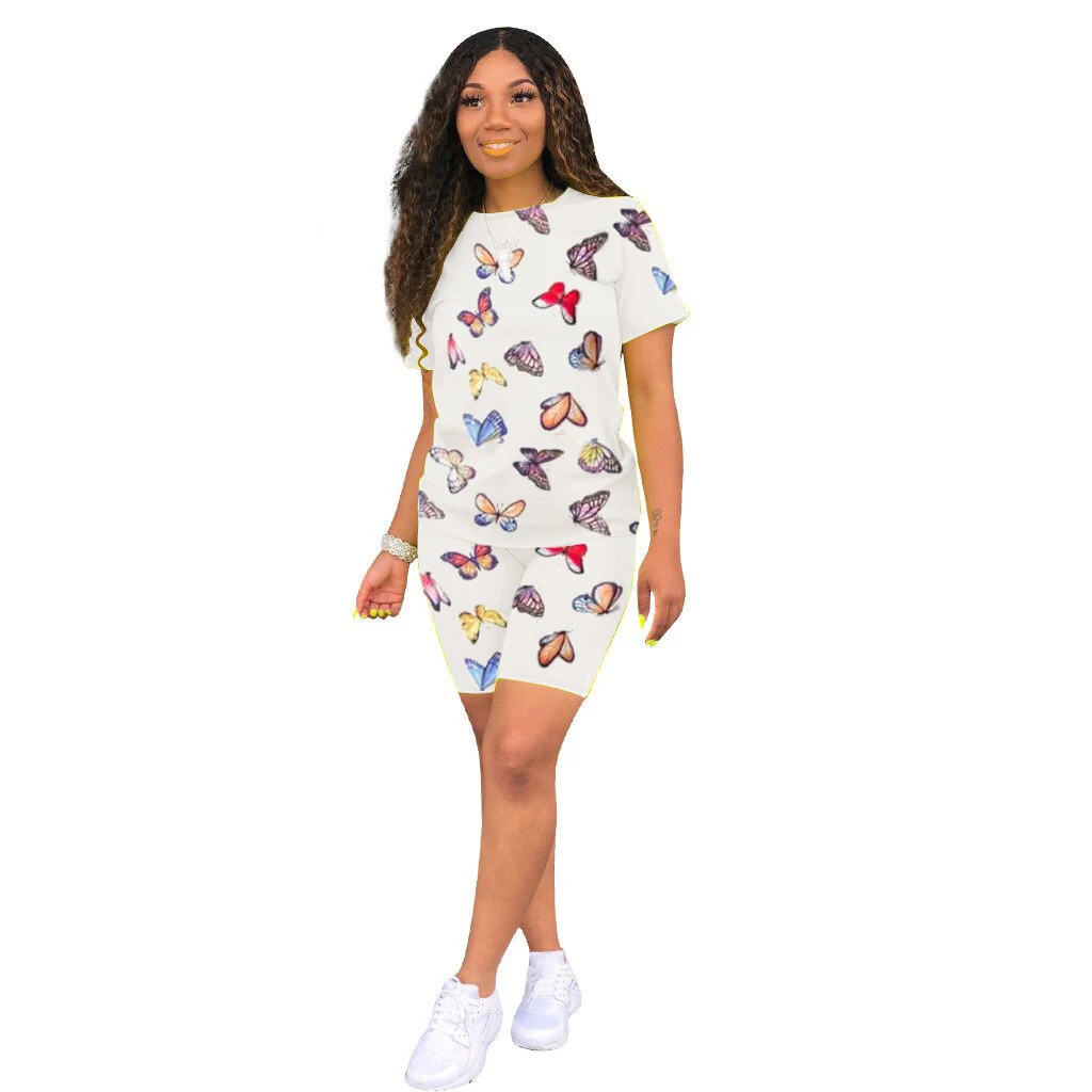 

Fashion Casual Printed Short Sleeve Sports Two-piece Set