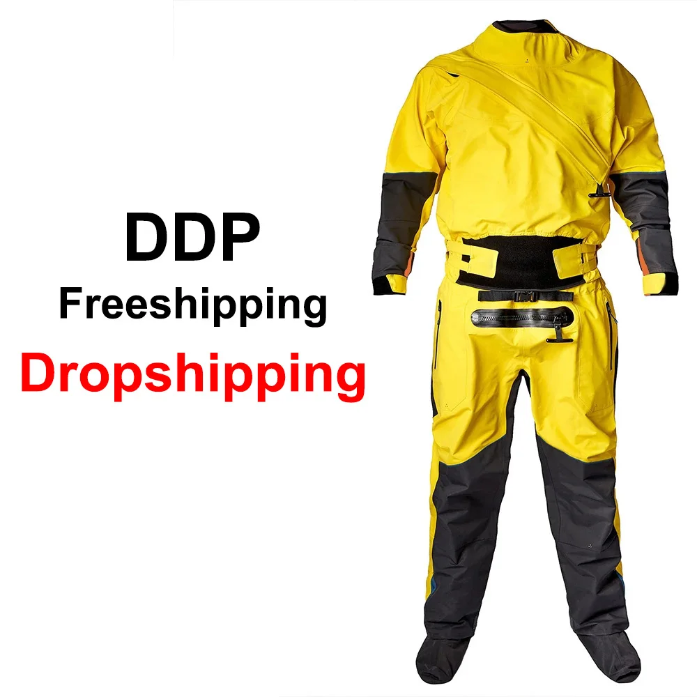 

freeshipping latex wrist swiftwater kayaking drysuit xiamen scubaing quickly water rescue dry suit scubadiving, Blue/yellow