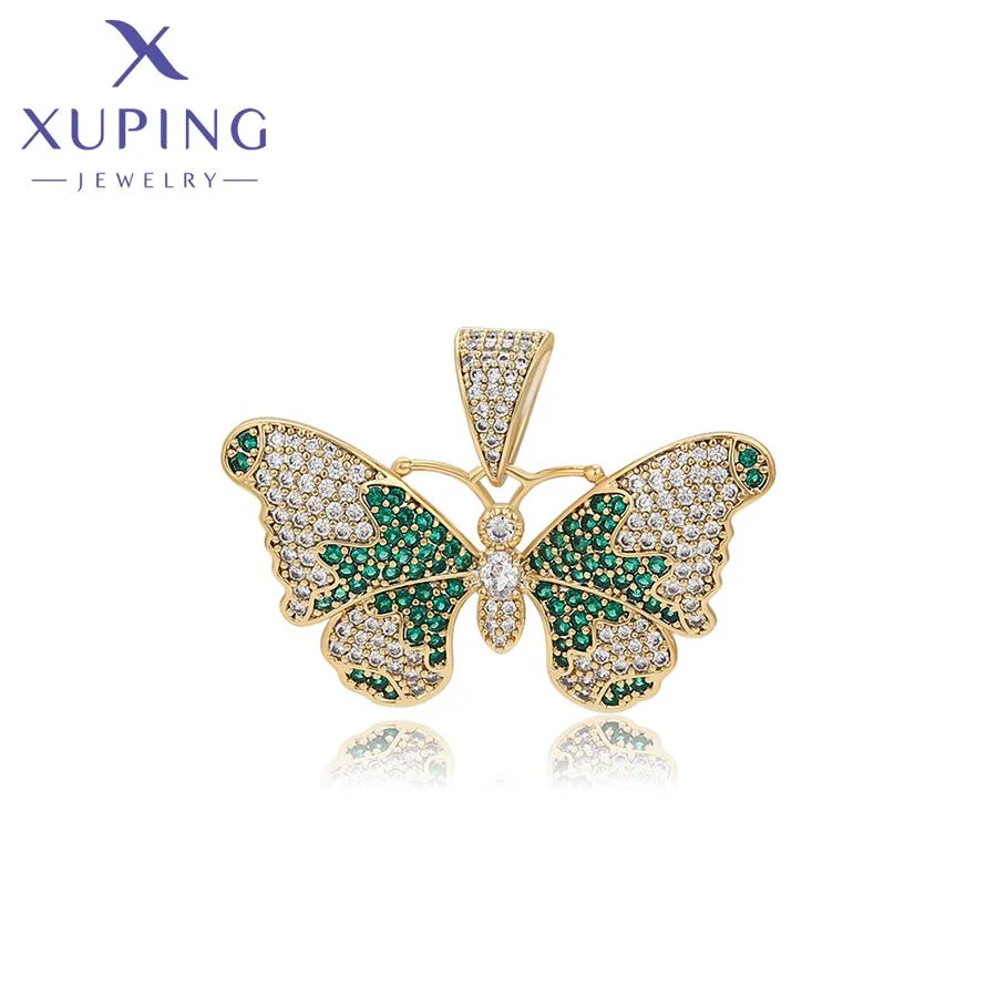 

X000730476 XUPING Jewelry Exquisite Multicolor Zircon Butterfly Fashion Jewelry Pendants 14K Gold PLated Copper Ladies Jewelry