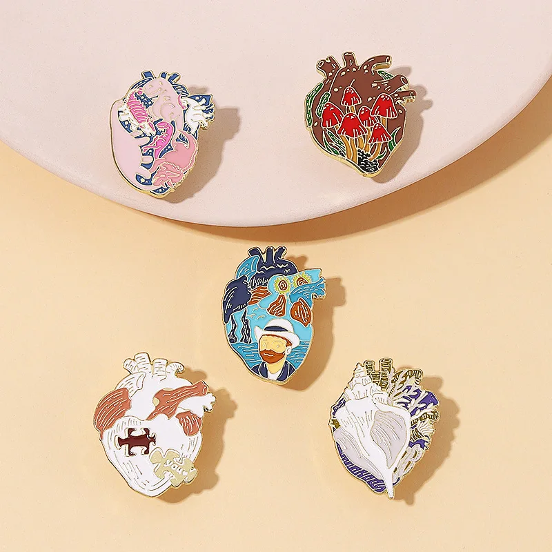 

Cartoon color soft enamel series heart organ combination creative fashion decoration bag clothing metal pins