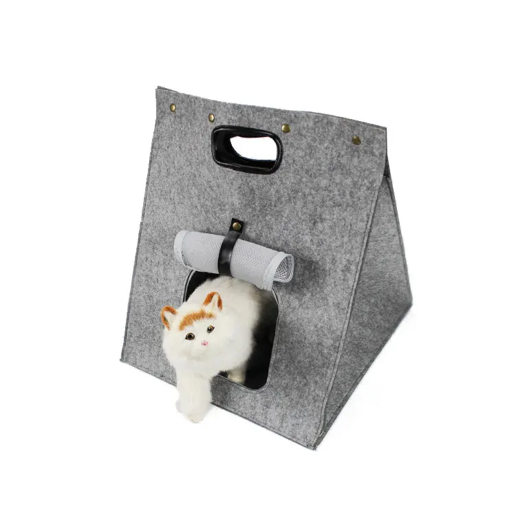 

3 in 1 function Foldable Outdoor Felt Pet Carrier Cat House Bed Dog Travel Bag, Customized color