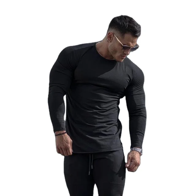 

Wholesale Quick Dry Elastic Fitness Clothing 100% Polyester Skin-tight Workout Shirts Men for Gym Training Wear, As picture or customized picture