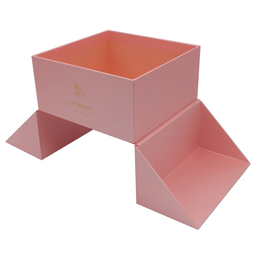 定制徽标印刷纸板粉红色小双开门翻盖包装盒刚性服装包装礼品盒内衣