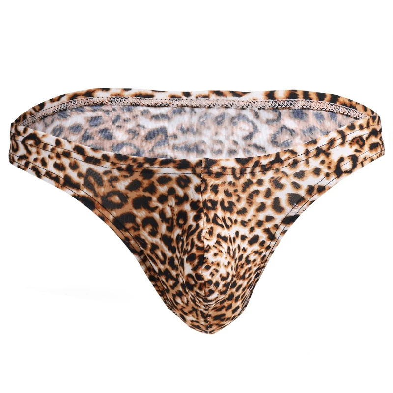 

In Stock Mens Lingerie Thong Low Rise Underpants Bulge Pouch Underwear Leopard Print Bikinis