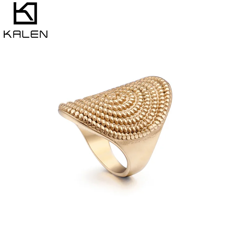 

KALEN Gold Color Stainless Steel Oval Rings For Men KR48504-K