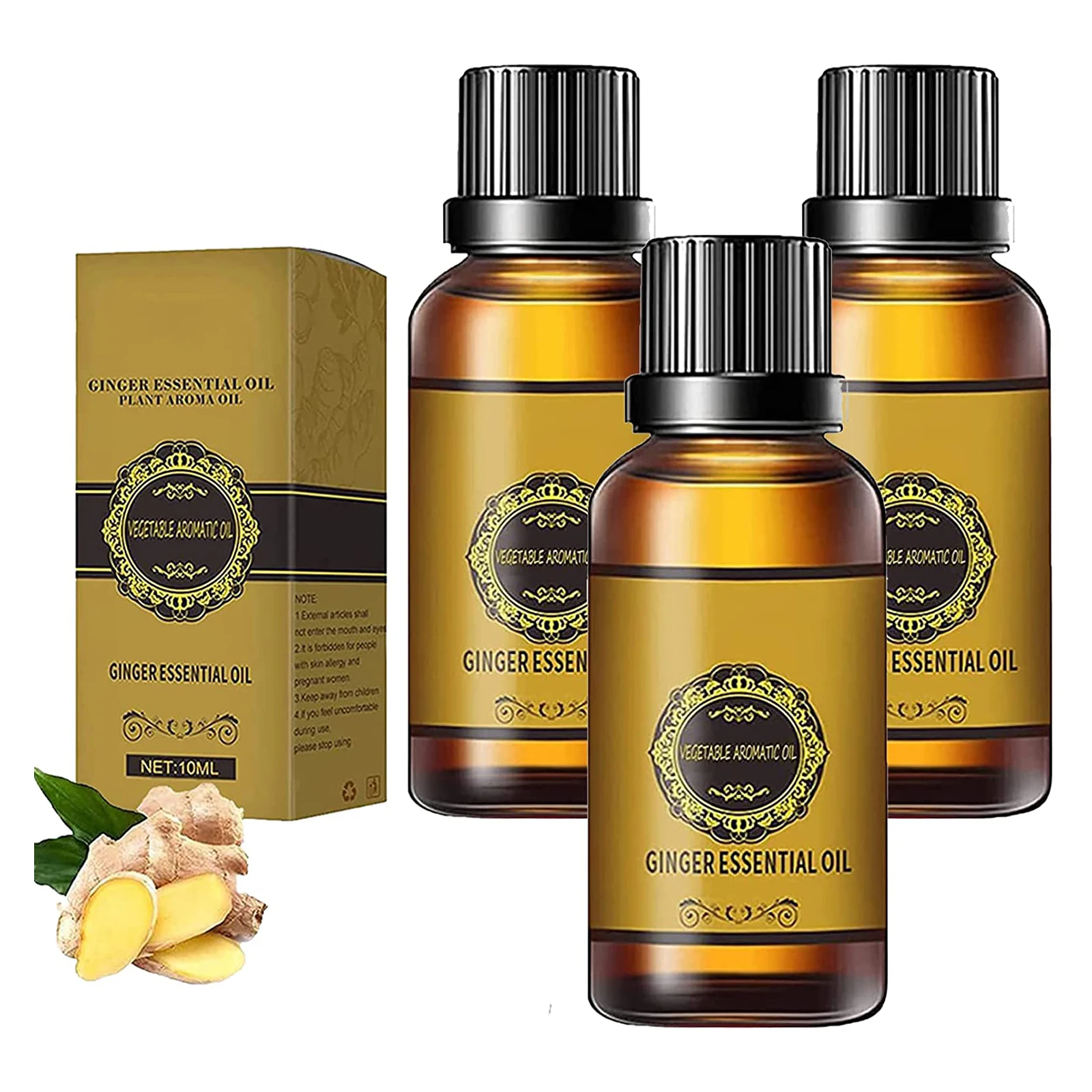 

eelhoe OEM Ginger essential oil 3 bottle 10ml plant wholesale factory aromatherapy body massage humidifier water-soluble skin