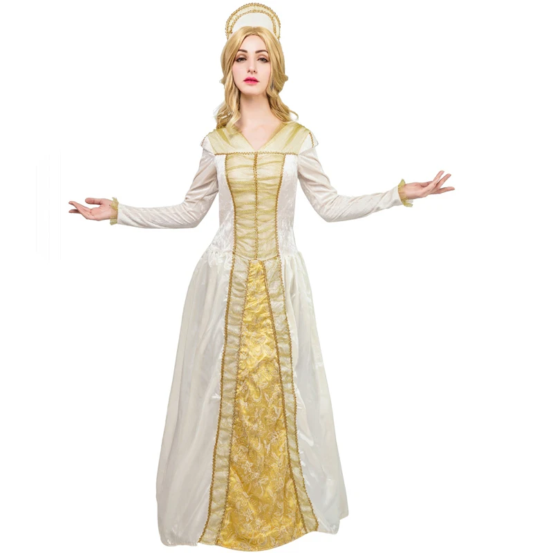 

Women Luxury Princess Dress Carnival Dress Up Party Cosplay Adult Elegant Beige Princess Costume