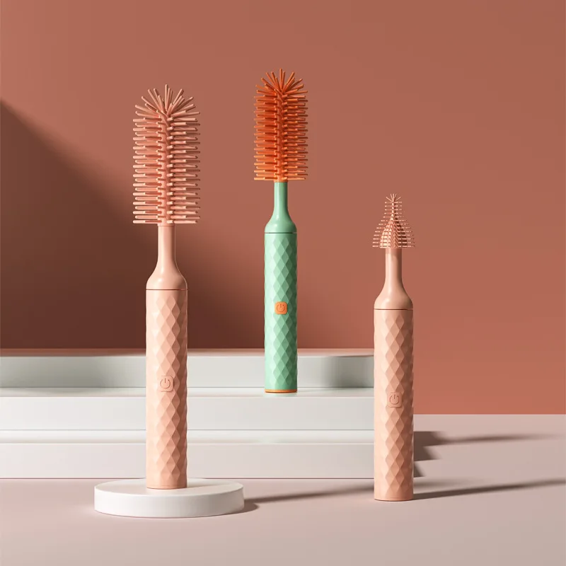 

Smart Electric Bottle Brush No Dead Corner Silicone Bottle Pacifier Brush Long Handle Cup Baby Bottle Brush Set