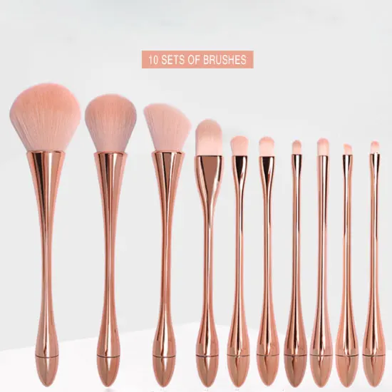 

High Quality Rose Gold Custom Vegan Makeup Brush Set 10pcs