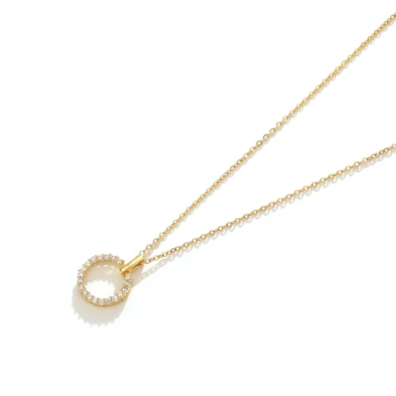 

2020 Shiny Round Zircon Gold Stainless Steel Necklace Rose Gold Jewelry
