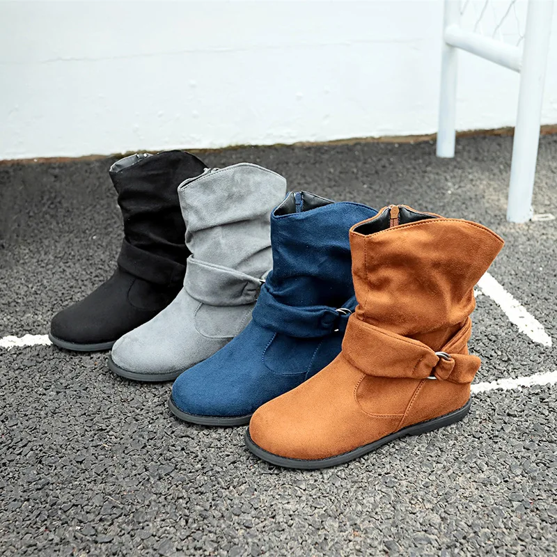 

2021 Casual Shoes For Women Work Designer Boots Women Famous Brands Solid Color Plus Size Women's Short Boots
