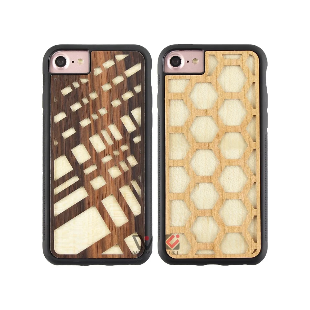 

2022 High Quality Carved And Customized Honeycomb And Wooden Shockproof Mobile Phone Case