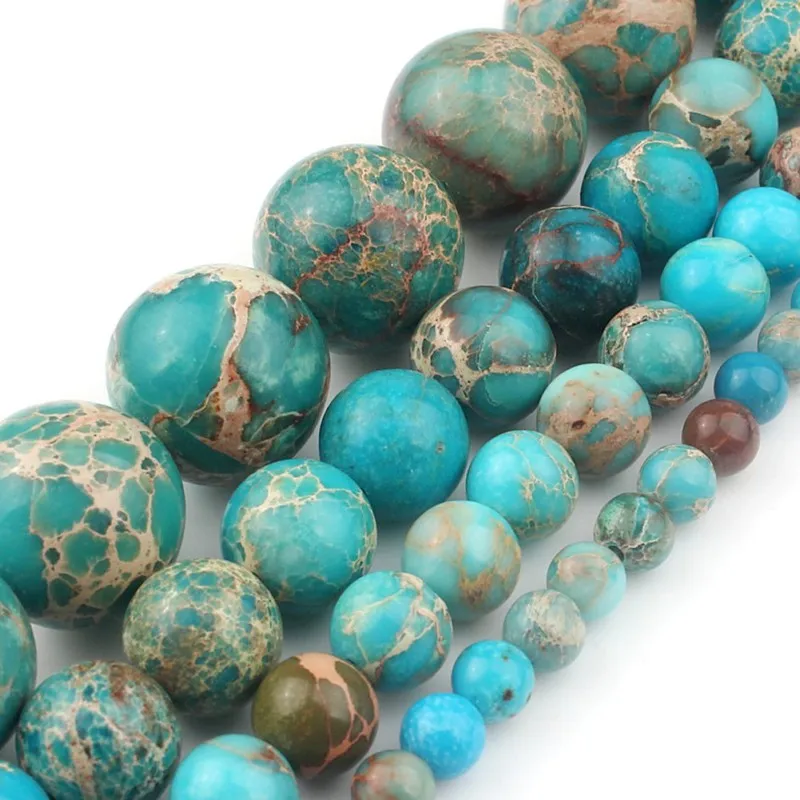 

Wholesale 4MM 6MM 8MM 10MM Light Blue Sea Sediment Jasper Loose Stone Beads for Diy Jewelry