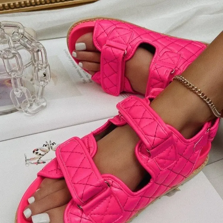

2021 new arrival Summer hook & look fasteners midheel sandal women's slippers designer slippers women famous brands, Picture showns