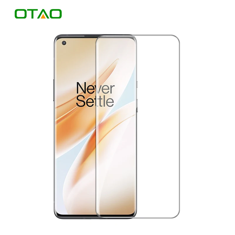 

OTAO 3D UV glue Tempered Glass For One Plus 9 Pro Nord 10 8 7 Anti-Dust Mobile Phone Tempered Film Screen Protector Installation