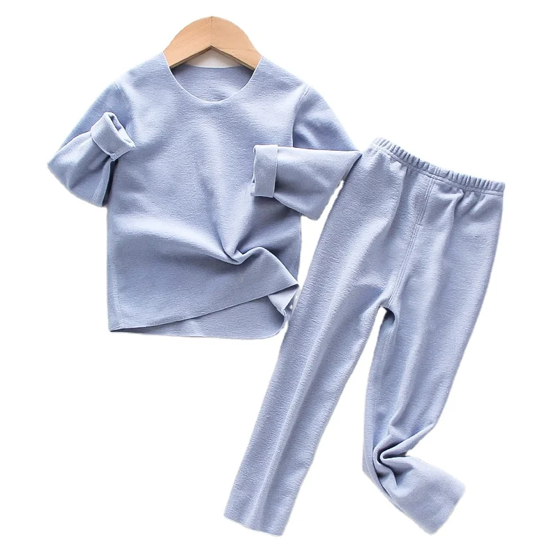 

Children's seamless underwear set autumn and winter plus velvet pajamas for boys and girls warm autumn clothes