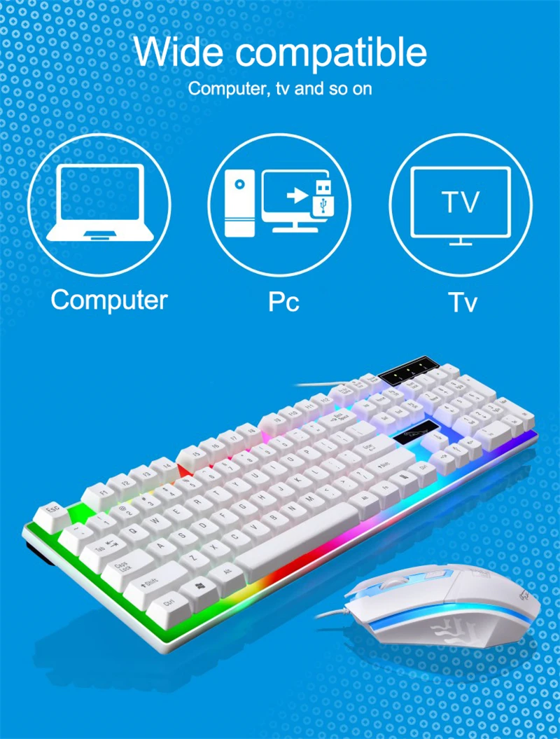 On Stock Cheap High DPI LED light game mouse and keyboard set, gaming keyboard mouse set