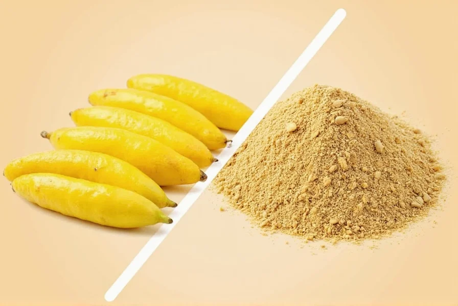 Fresh ginger root being grated next to a container of ground ginger