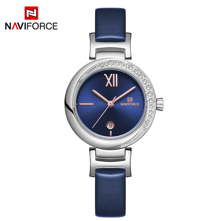 NAVIFORCE NF5007 Newest 2019 Beautiful Quartz Watches For Girls Ladies Leather Strap Women Elegant Watch