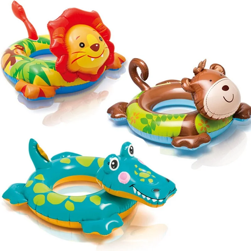 

Christmas Summer Kids Child Cartoon swim ring lion Monkey Crocodile Inflatable Swimming boat Game Float toys Water pool tube, Full colour