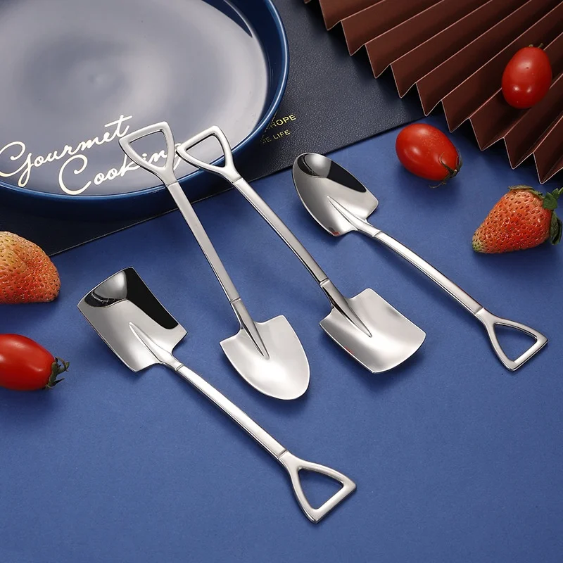 

Ins stainless steel watermelon scoop creative shovel tip square ice cream scoop, Silver /gold