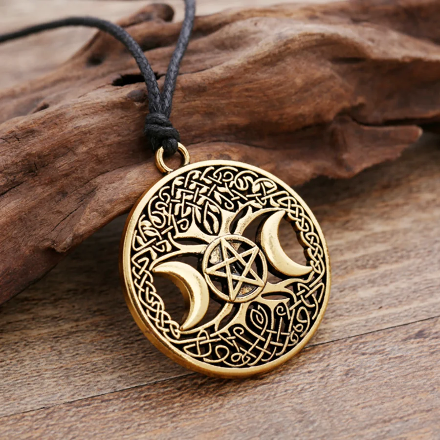 魔法超自然三重月亮护身符吊坠项链巫术珠宝