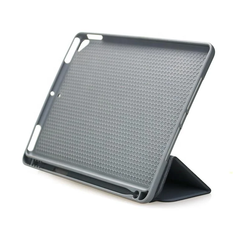 

High quality honeycomb texture fold flip Shock Resistant Multi-angle standing Tablet Case Cover with pencil holder, Dark grey