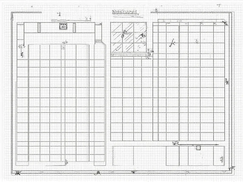 Hand-drawn fidget board layout on graph paper with measurements