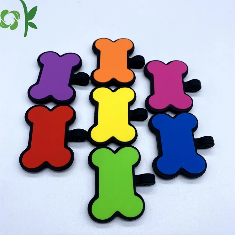 

OKSILICONE Hot Sales Pet Outdoor Accessories ID Tag Custom Silicone Tag Bone Shape Silicone ID Name Dog Tag For Identification, As picture shown/customized
